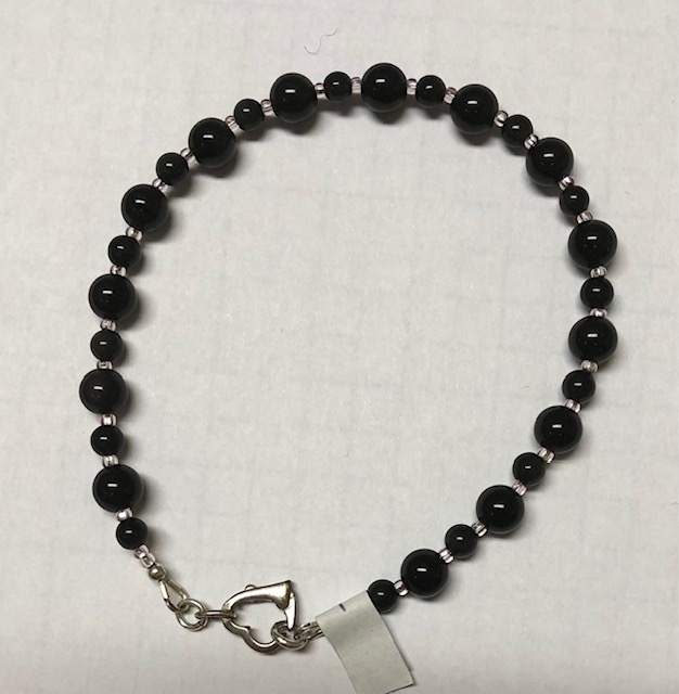Black and Clear Glass Bead Bracelet
