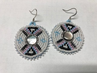 White and Blue Circle Earrings