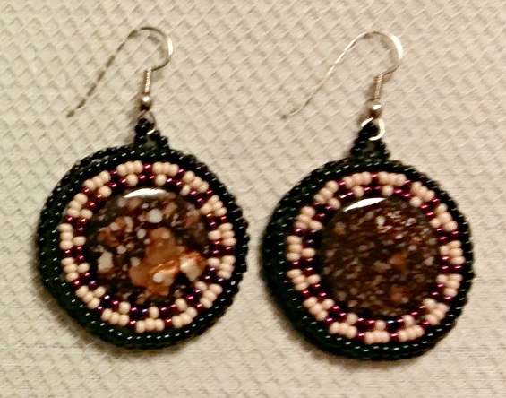 Beaded Circular Stone Earrings