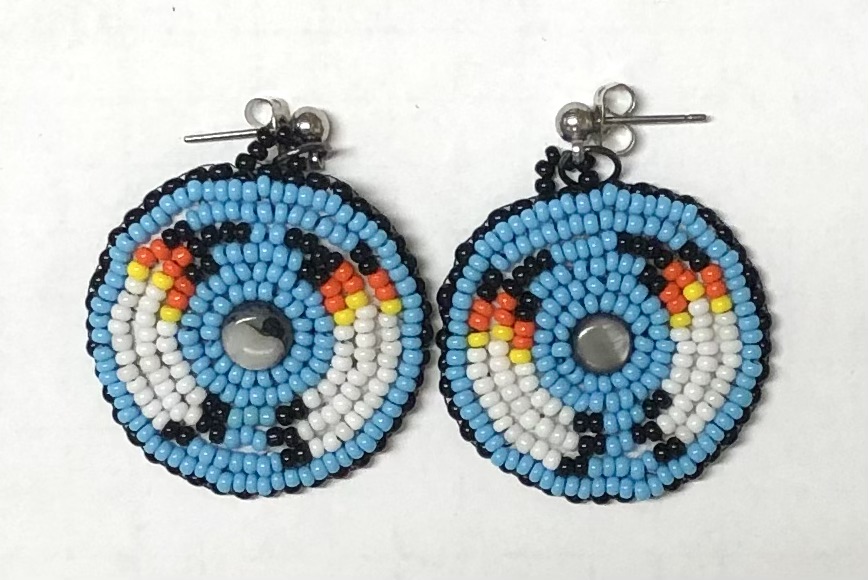 Turquoise Feather Circle Post Earrings