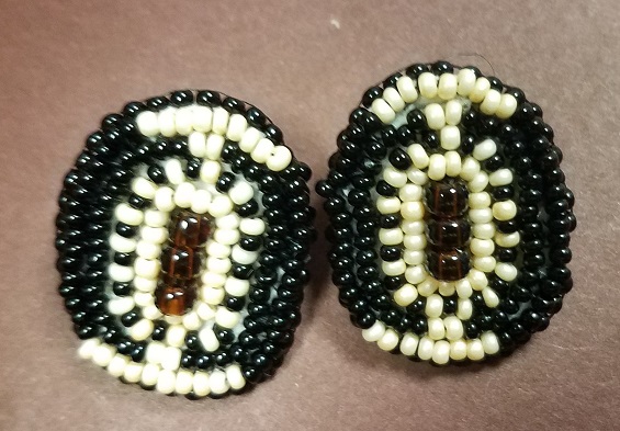 Black and Tan Oval Post earrings